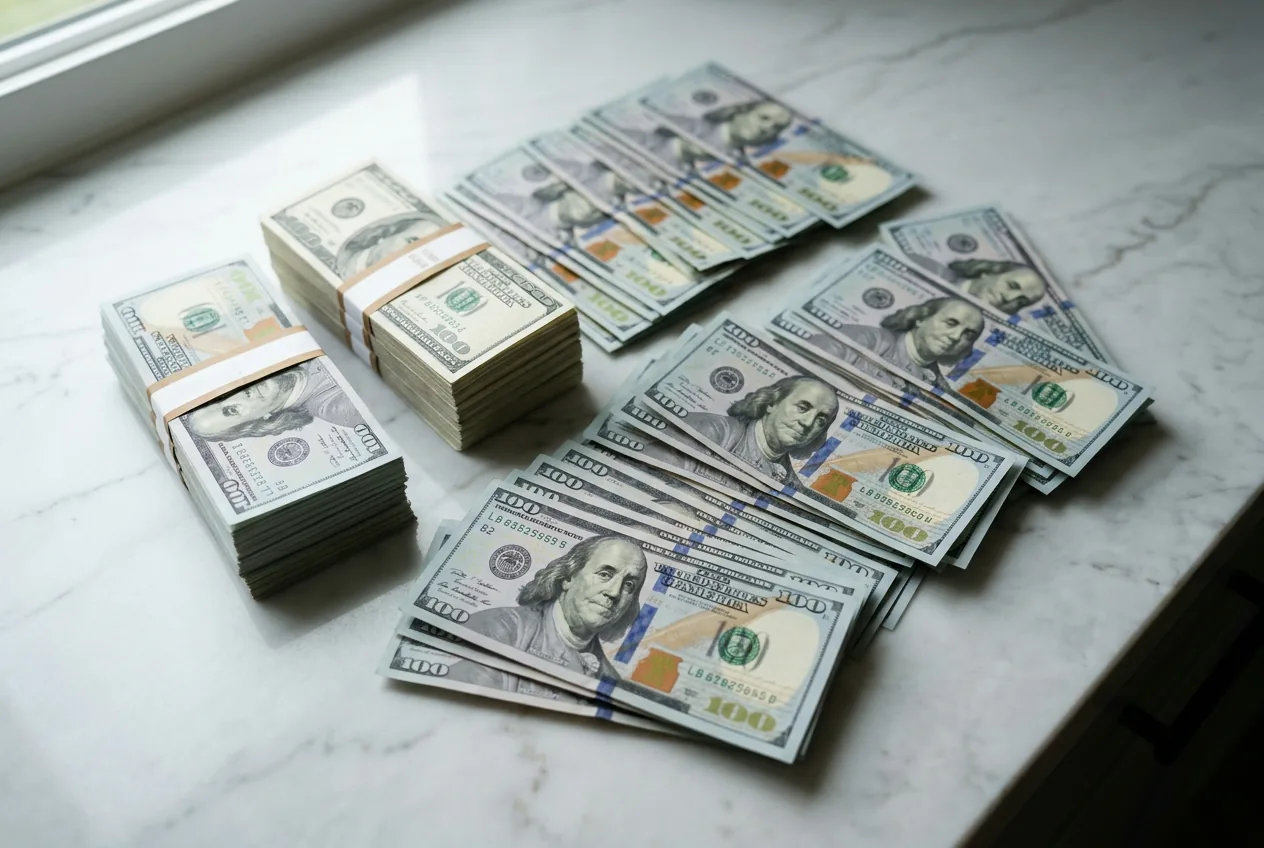 Stacks of hundred dollar bills representing the thousands of dollars vein procedures can cost